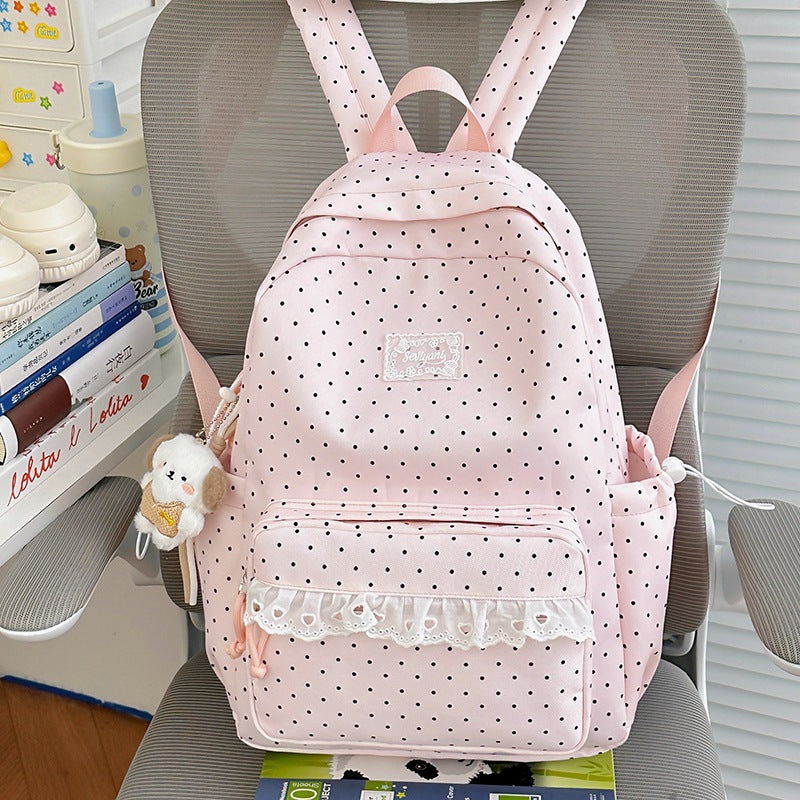 Playful Polka Dot Printed Backpack Kalsten