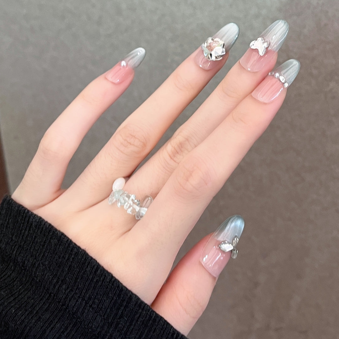Elegant 3D-Embellished Press-On Nail Art Kalsten