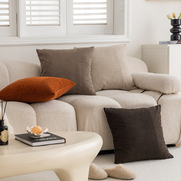 Textured Ribbed Square Decorative Throw Pillow with Removable Cover