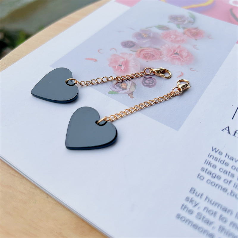 Heart-Shaped Dangle Earrings with Golden Chain Kalsten
