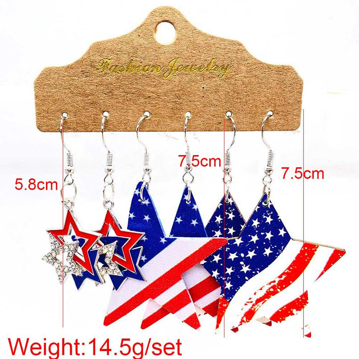 Women's nan set lightweight statement drop earrings made of wood-acrylic with hook closure and star-stripe motif Kalsten