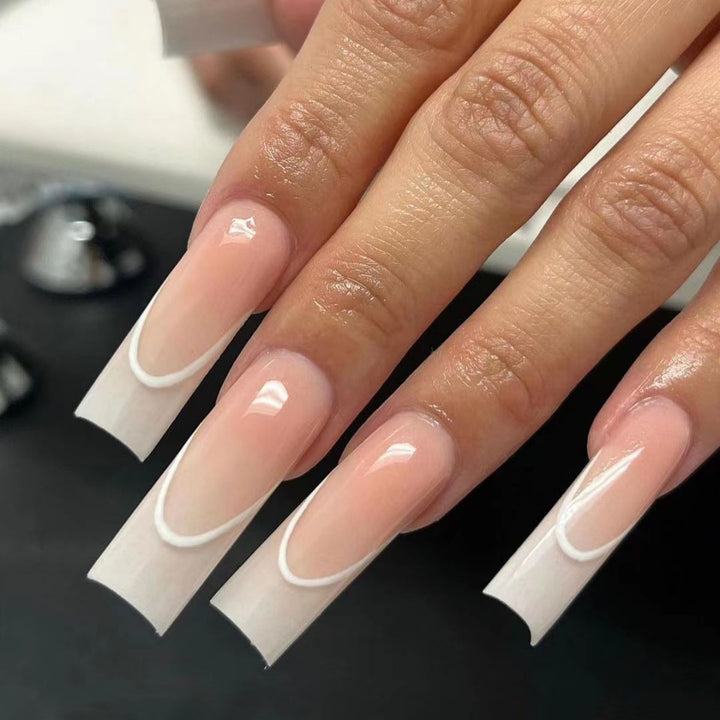 Elegant French Tip Long Nail Extensions Kalsten