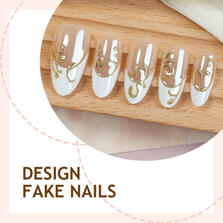 Nail art set with elegant golden applications Kalsten