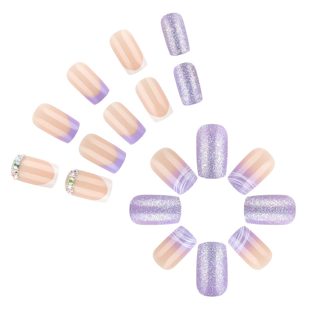 Elegant Press-On Nail Art Set with Glamorous Glitter Accents Kalsten