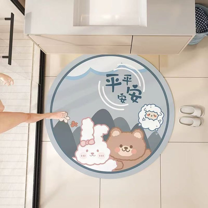 Round Floral Bath Mat