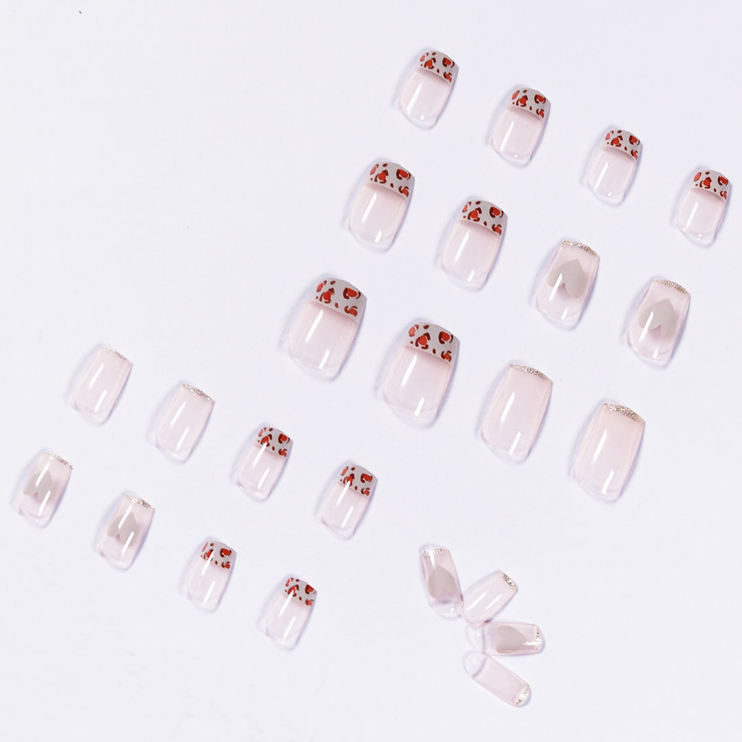 Artful Nail Extensions with Heart and Leopard Accents Kalsten