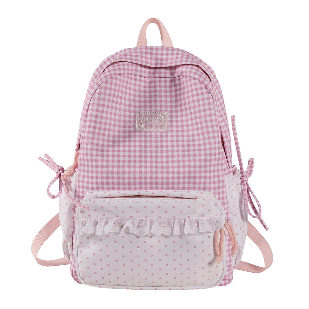 Playful Gingham and Polka Dot Backpack Kalsten