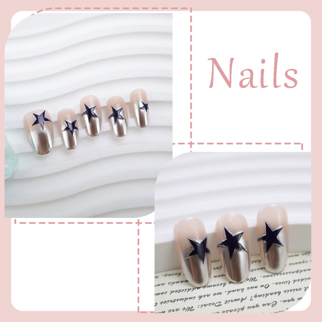 Art nail set with stylish star motifs Kalsten