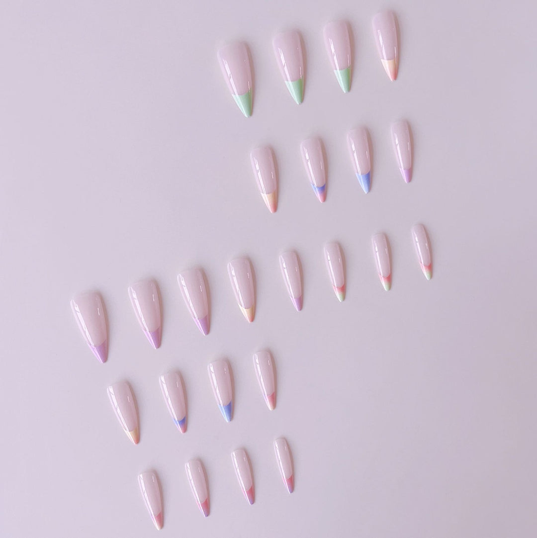 Artificial nail set with trendy gradient color and glitter accents Kalsten