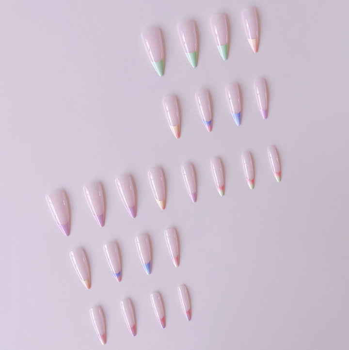 Artificial nail set with trendy gradient color and glitter accents Kalsten