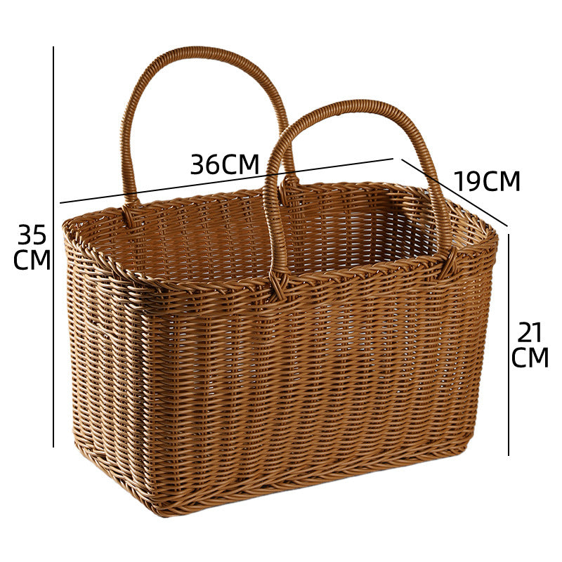 Unisex Handwoven Shopping Basket with Two Handles Kalsten