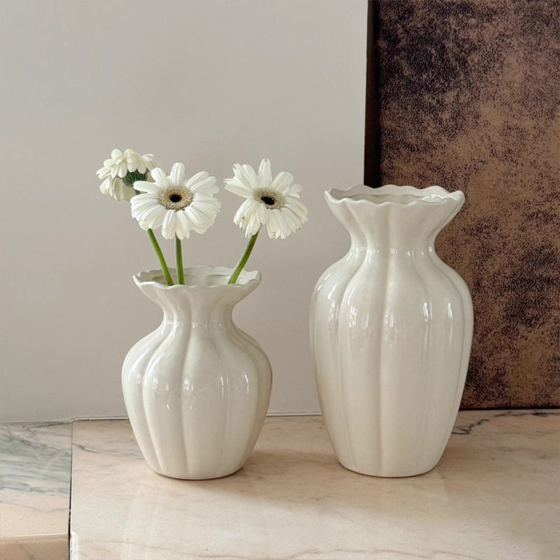 Elegant Fluted Ceramic Vase