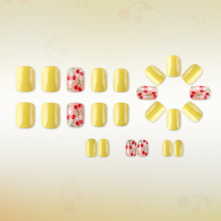 Artistic Cherry-Themed Gel Nail Art Kalsten