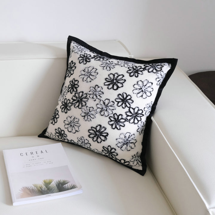 Floral Embroidered Accent Pillow