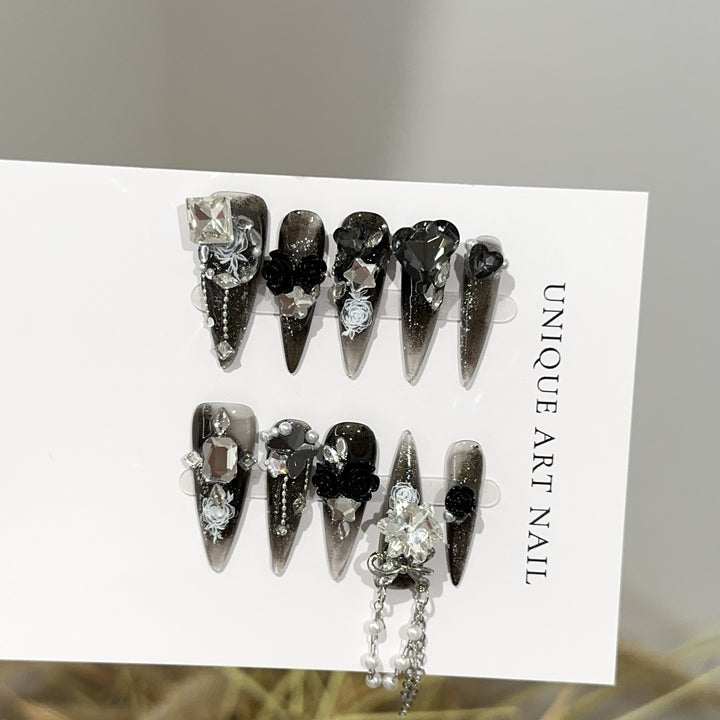 Gothic-Inspired Decorative Press-On Nail Set