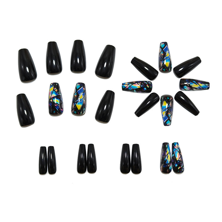 Trendy artificial nails with holographic geometric patterns Kalsten