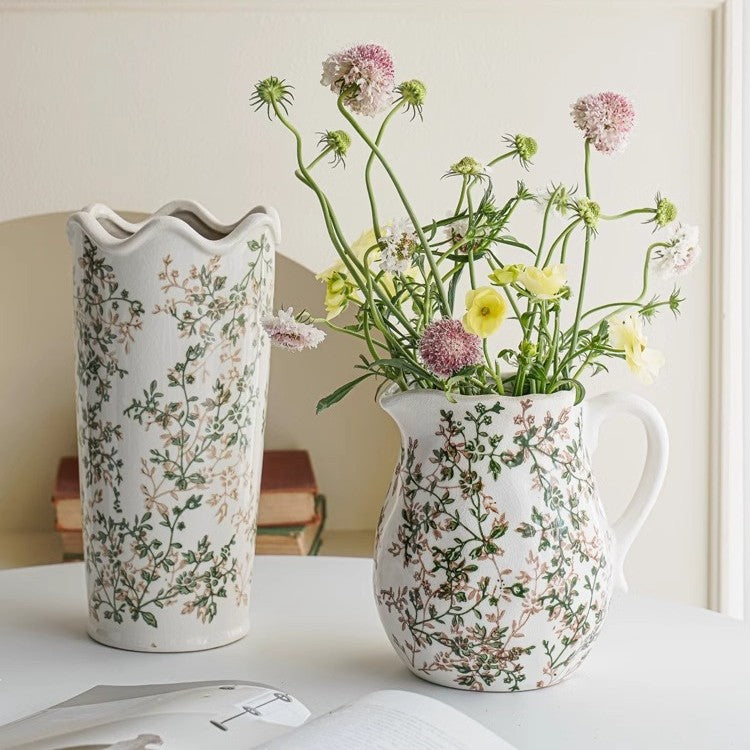 Handcrafted ceramic vase with floral motifs Kalsten