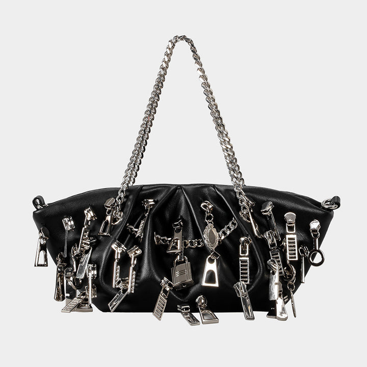 Decorative Chain-Accented Handbag