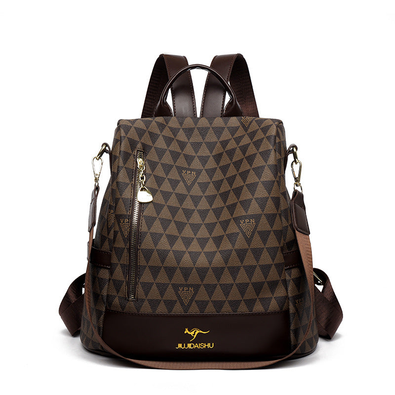 Geometric Patterned Multi-Pocket Backpack