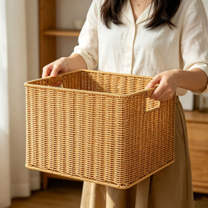 Handcrafted Natural Wicker Storage Basket Kalsten