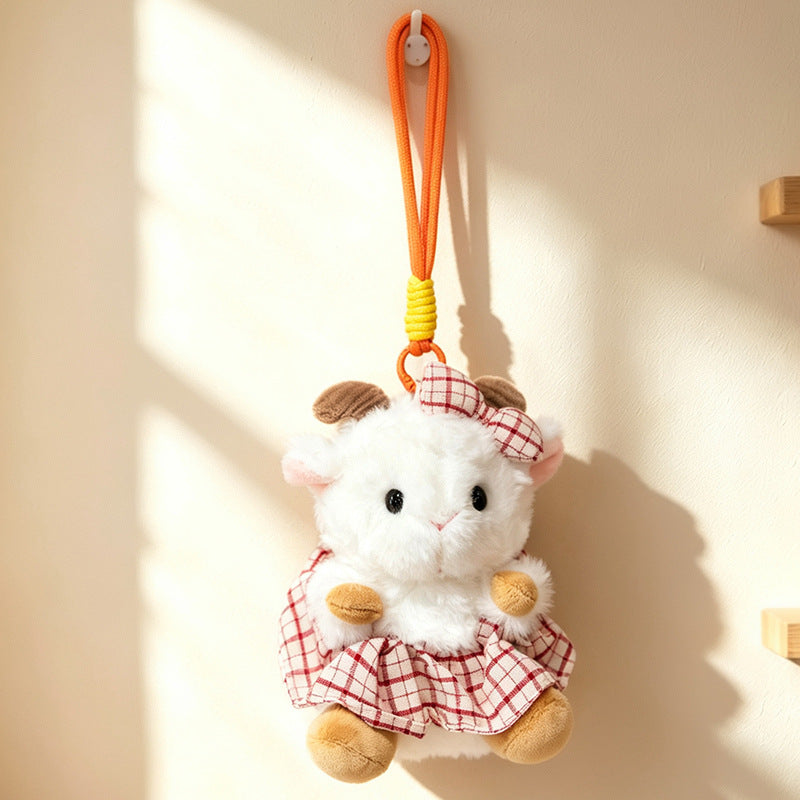 Plush Ram Doll Bag Charm Hanging Keychain with Dress and Loop Strap Kalsten