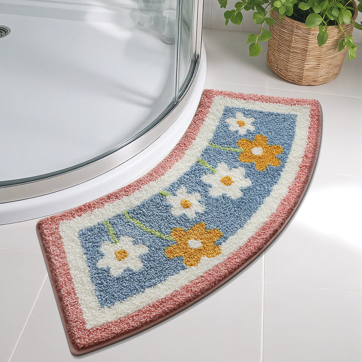 Floral Patterned Bathroom Shower Rug
