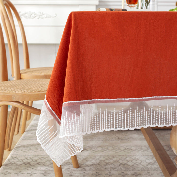 Elegant Lace Trimmed Table Cover