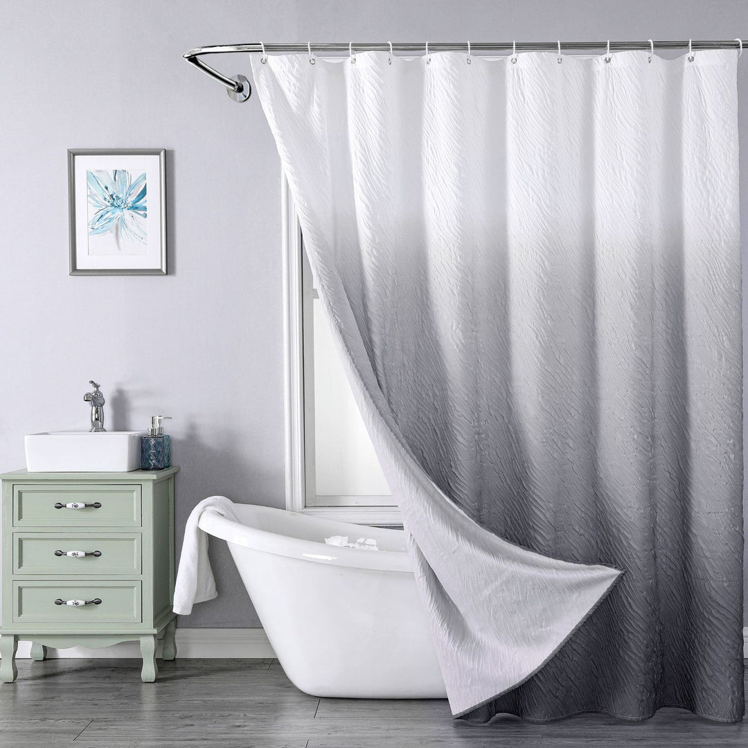 Textured Leaf Motif Shower Curtain Kalsten