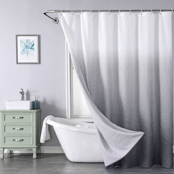 Textured Leaf Motif Shower Curtain Kalsten