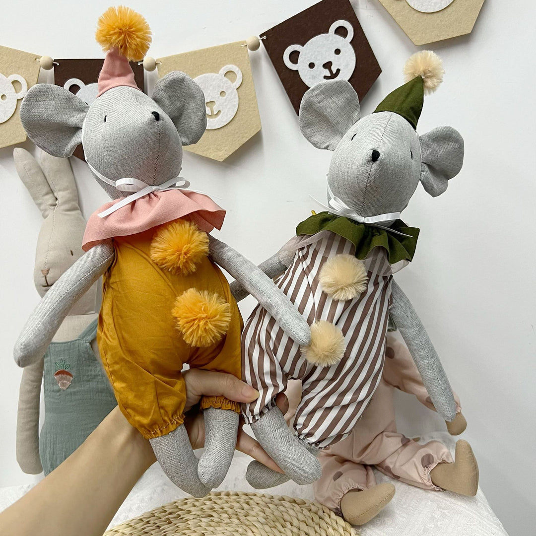 Long-Leg Organic Linen Bunny Doll with Embroidered Carrot Overalls