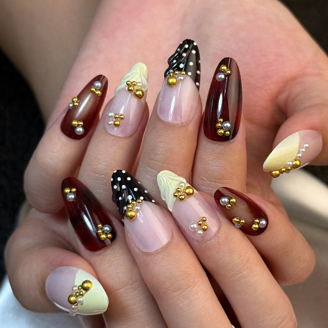 Elegant artificial nails with floral and geometric accents Kalsten