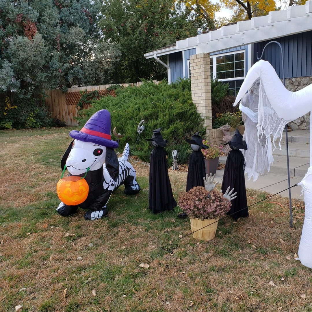 Inflatable Halloween Dog with Skeleton Design