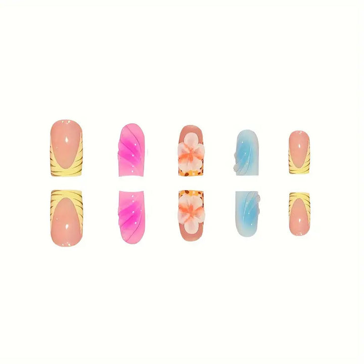 Tropical Floral Acrylic Nail Art Set Kalsten