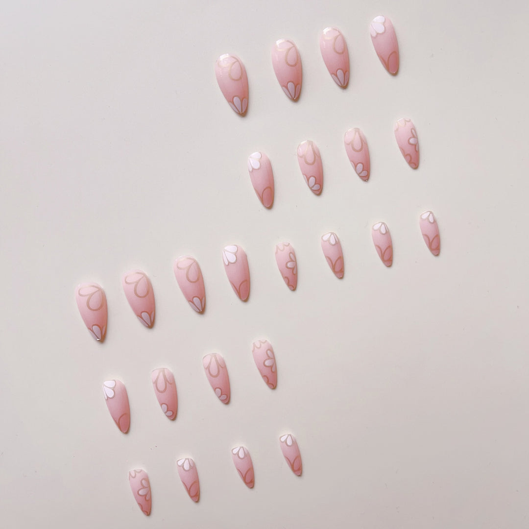 Artificial nail set with luxurious floral 3D decorations Kalsten