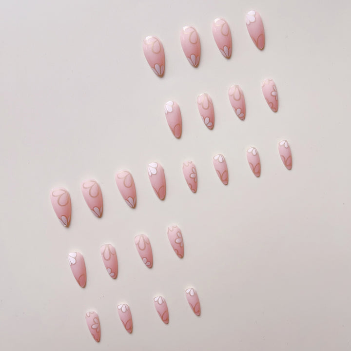 Artificial nail set with luxurious floral 3D decorations Kalsten