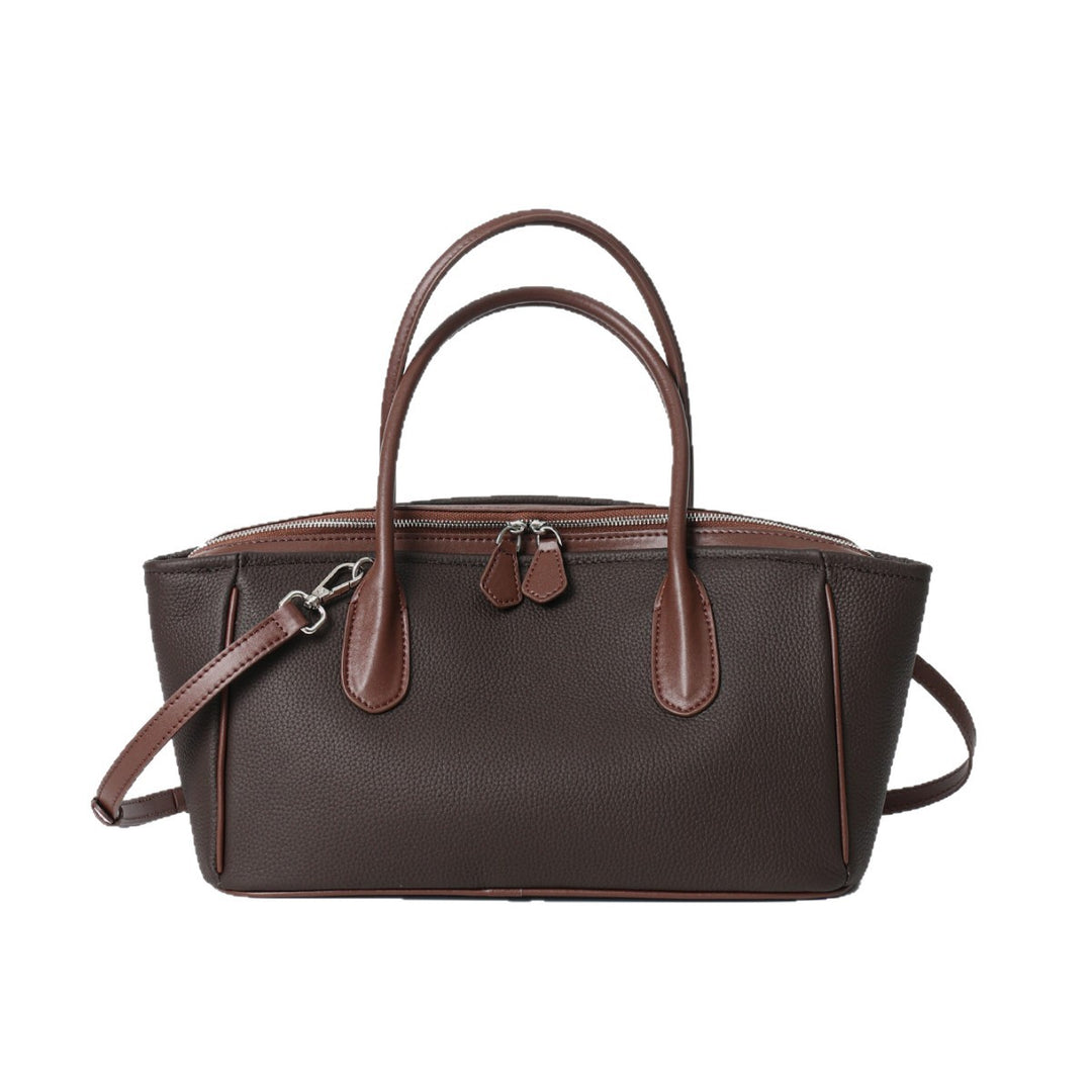 Compact Structured Tote Satchel with Dual Rounded Handles and Removable Shoulder Strap