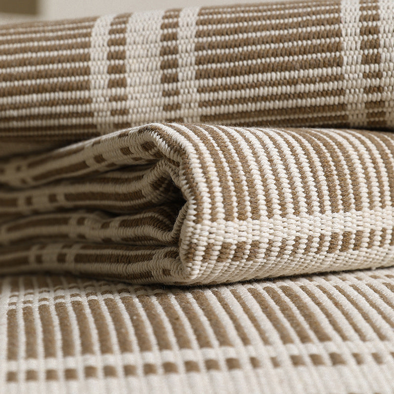 Stretch Sofa Cover with Checked Jacquard Pattern and Removable Armrest Covers Kalsten