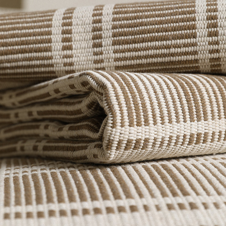 Stretch Sofa Cover with Checked Jacquard Pattern and Removable Armrest Covers Kalsten