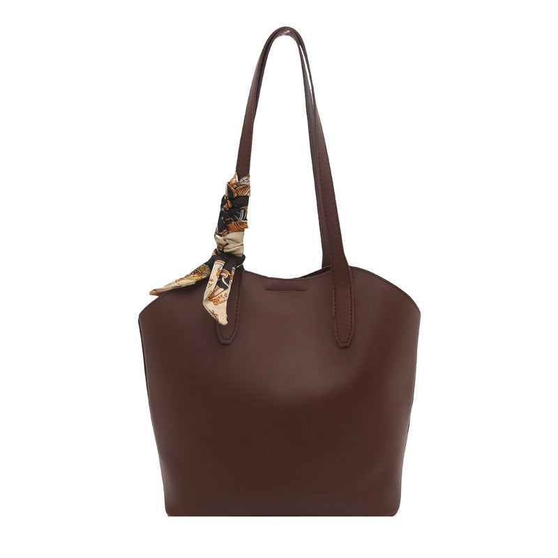 Sophisticated Scarf-Accented Tote Bag