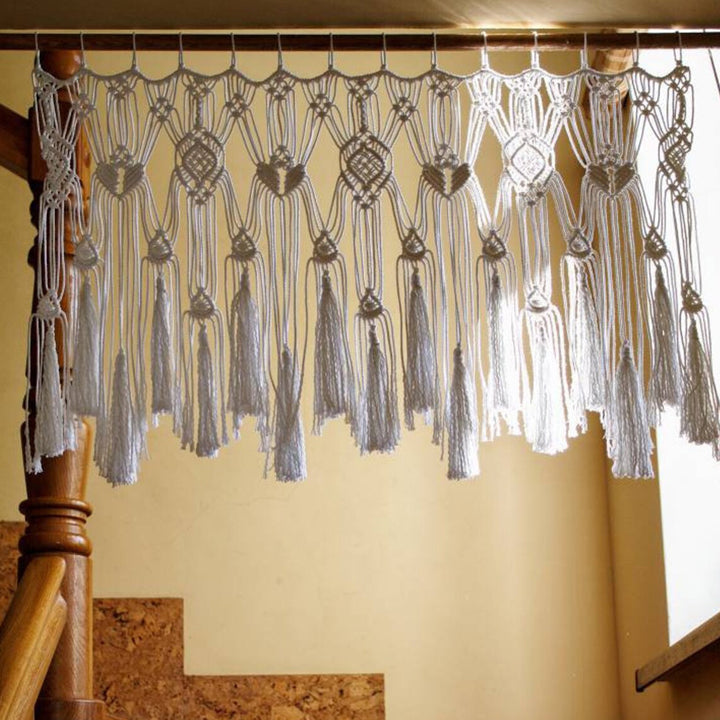 Macrame Curtain with Decorative Fringe Kalsten