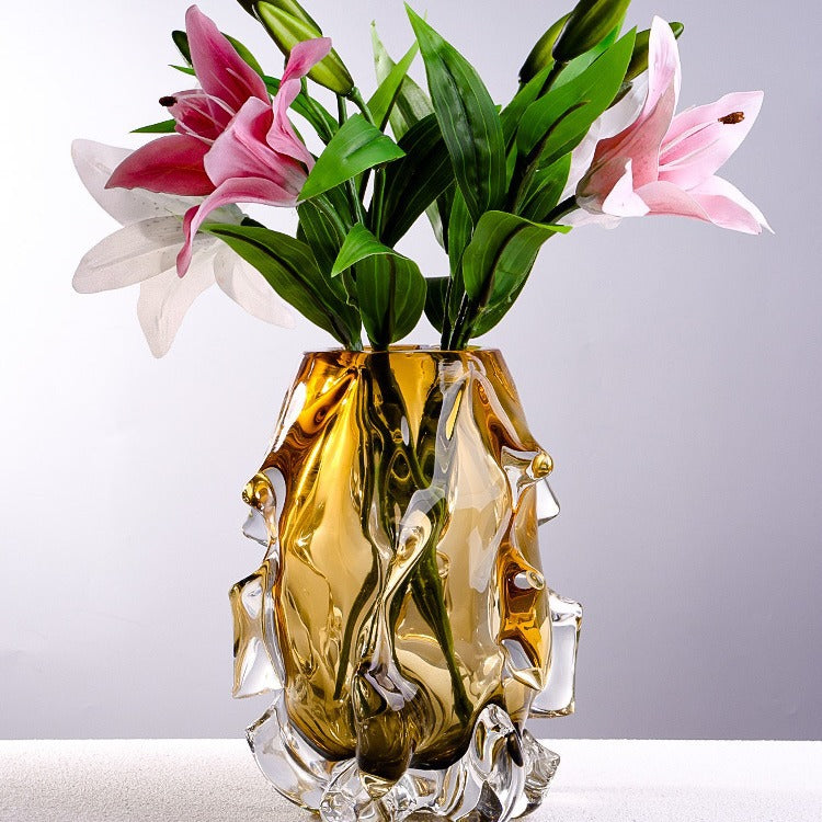 Handcrafted Sculptural Melted-Edge Thick-Glass Centrepiece Vase Kalsten