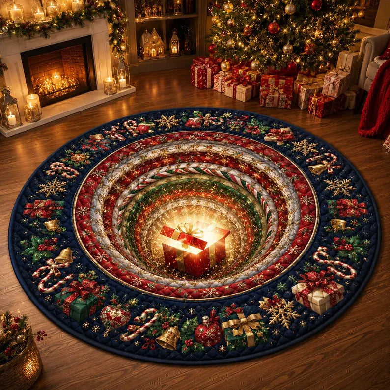 Cozy Christmas-Themed Round Area Rug