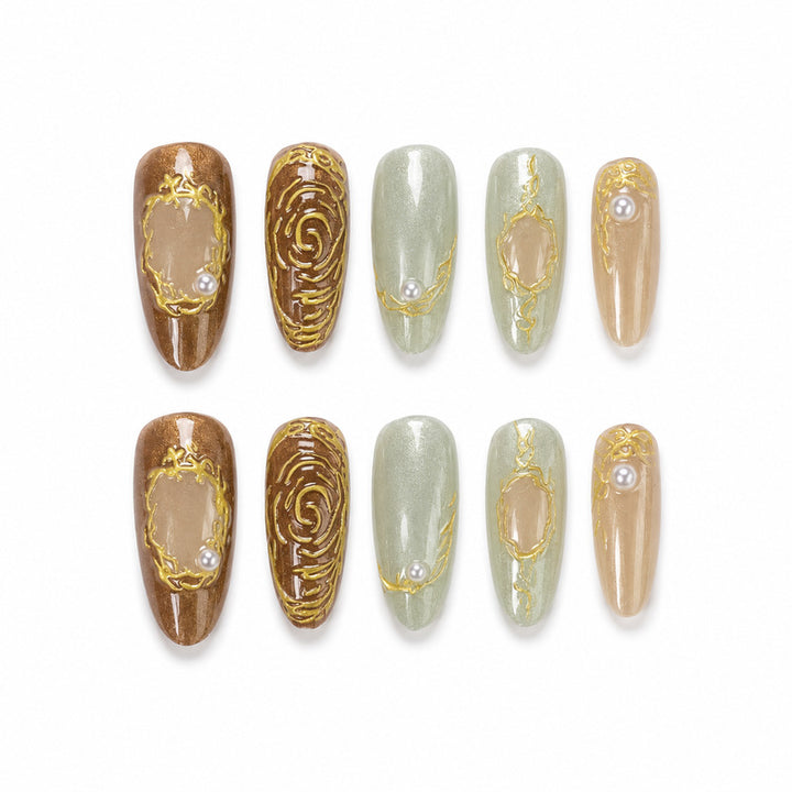 Premium artificial nails with elegant decorations Kalsten