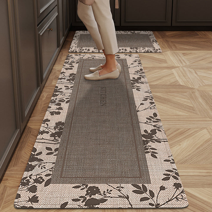 Floral Border Kitchen Runner Mat