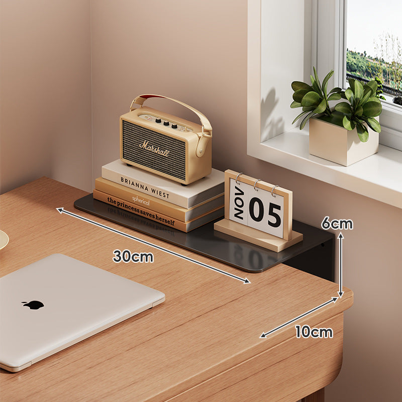 Slim Floating Wall-Mounted Desk Shelf Monitor Riser with Sleek Tempered Glass Surface