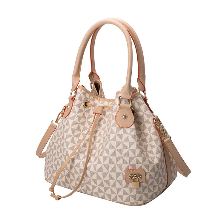 Elegant Geometric Patterned Bucket Bag