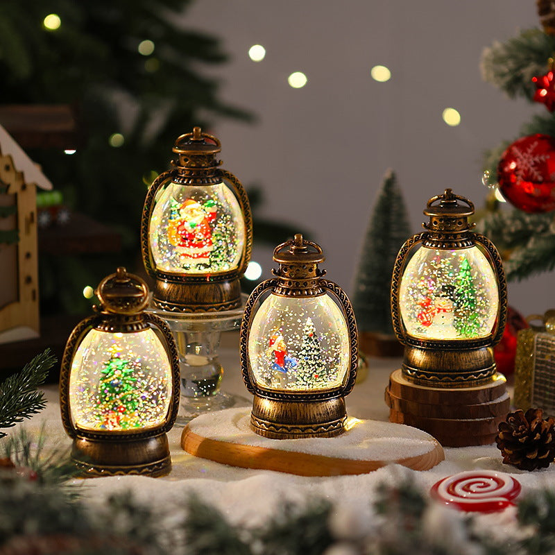 Nostalgic Christmas lantern with snowman scene Kalsten
