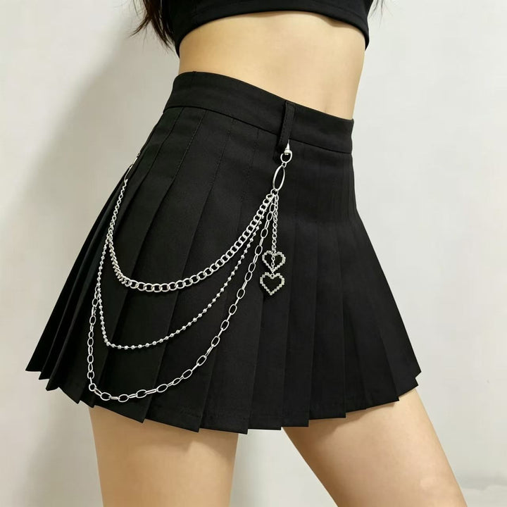 Pleated skirt with stylish chains by Kalsten