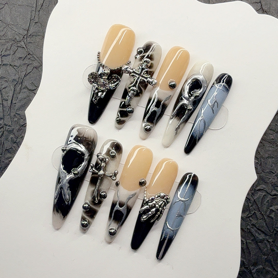 Gothic-Inspired Decorative Press-On Nail Set