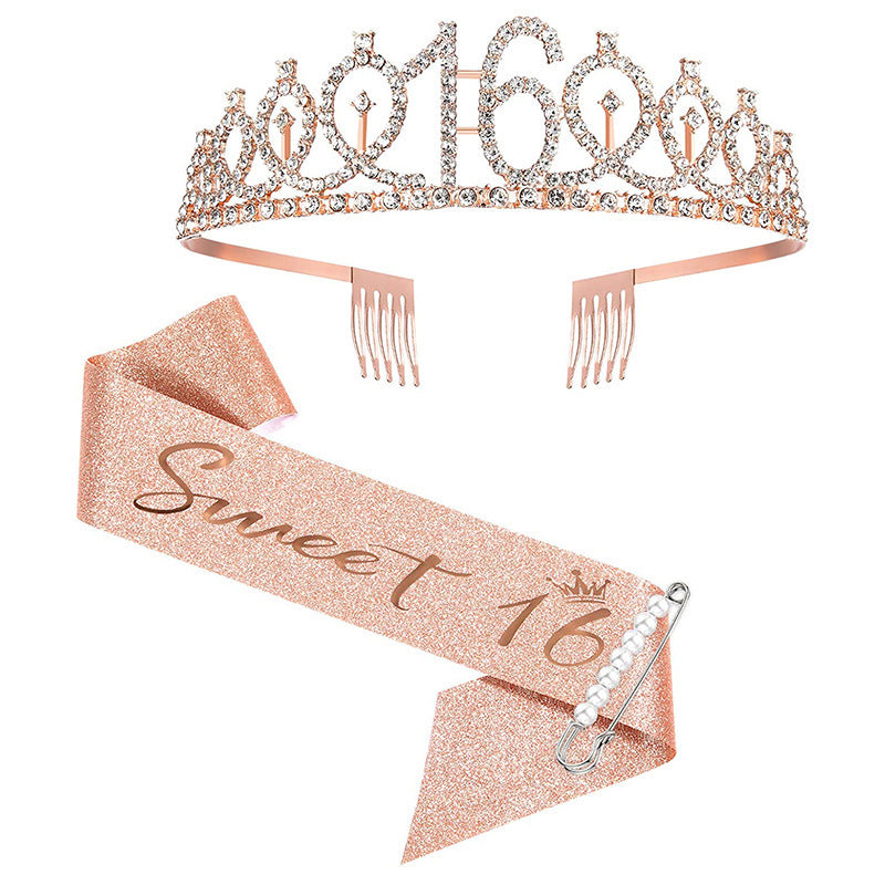 Ladies Sparkling Tiara with personalized 80th Birthday Inscription Kalsten